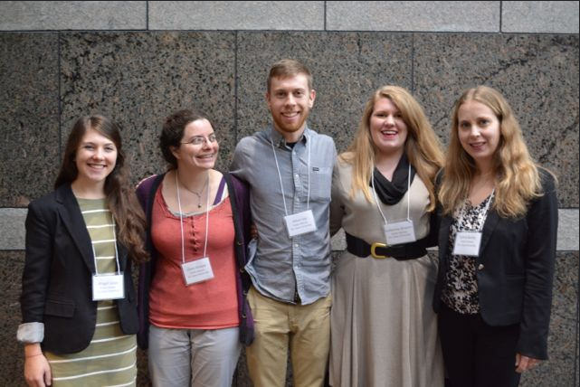 NCPC awarded scholarships to five NC State Public History graduate students to attend the 2015 annual conference. From left to right: Abigail Jones (MA '16), Claire Kempa (MA '17), Ethan Ley (MA '17), Katherine Bowers (MA '17), Silvia Bailey (PhD '18).